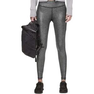 Lululemon Speed Up Tight Foil 28" Luminosity Foil Print Black Silver High Rise 6